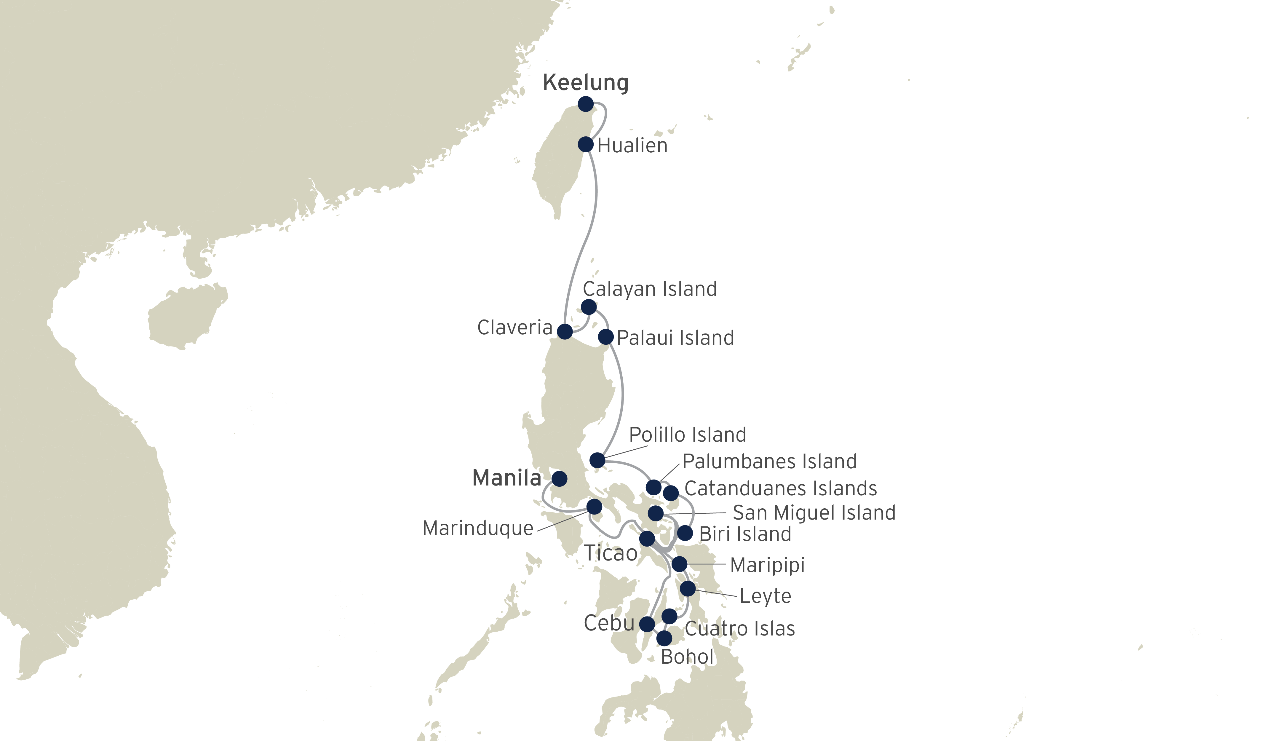 Island Trails of the Philippines - Keelung to Manila Map