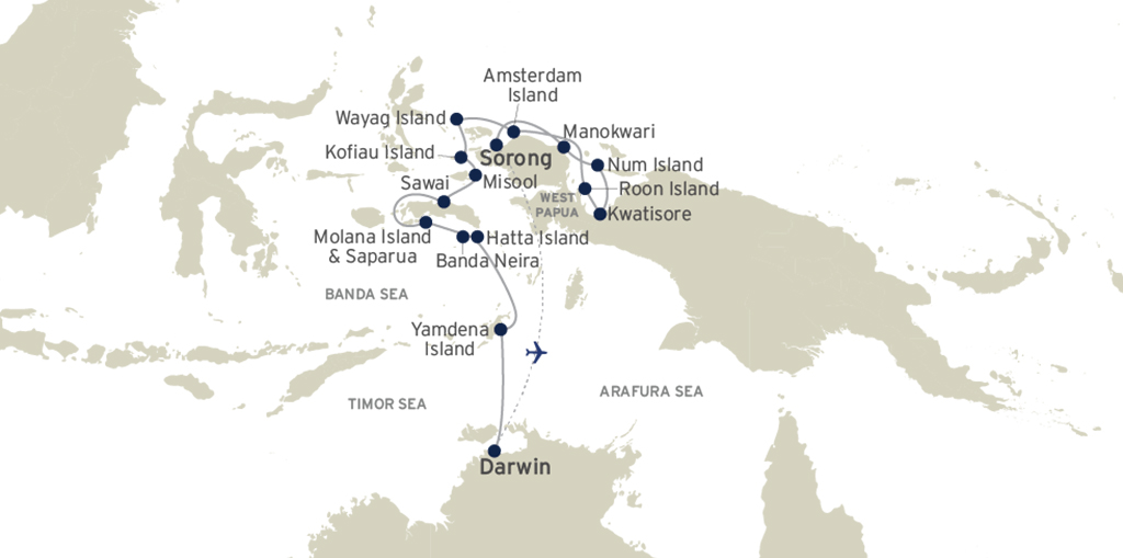 Cruise_Map_Spice Islands_Raja Ampat_Darwin & Sorong_18 Nights