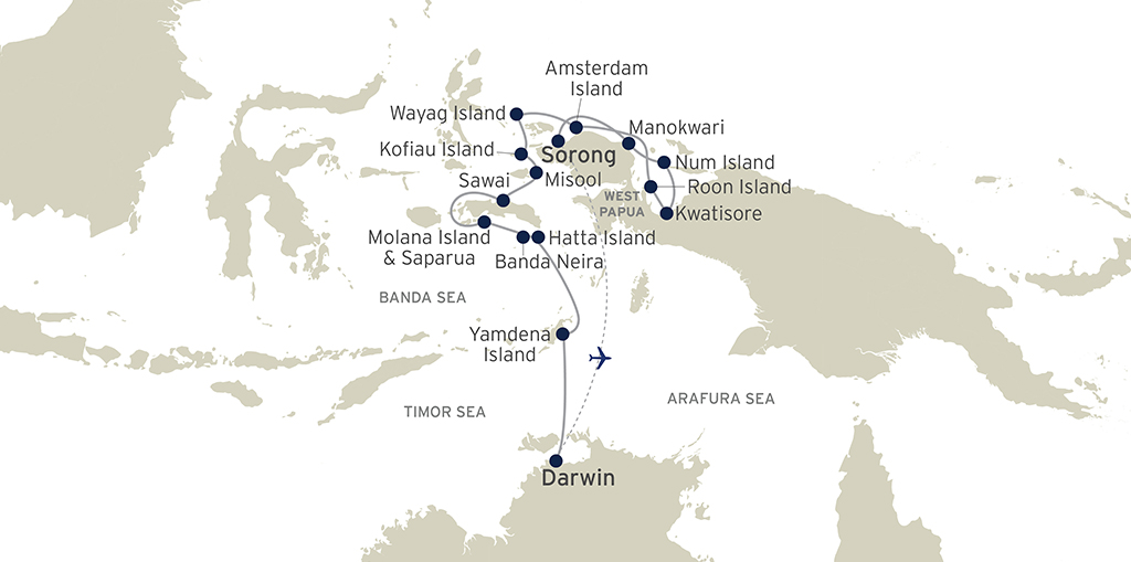 Spice Islands_Raja Ampat_Darwin & Sorong_18 Nights Map